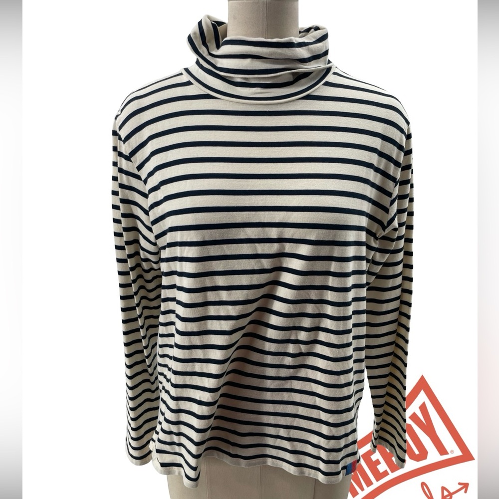 KULE Kids Long Sleeve Shirt - Navy and Cream Stripes